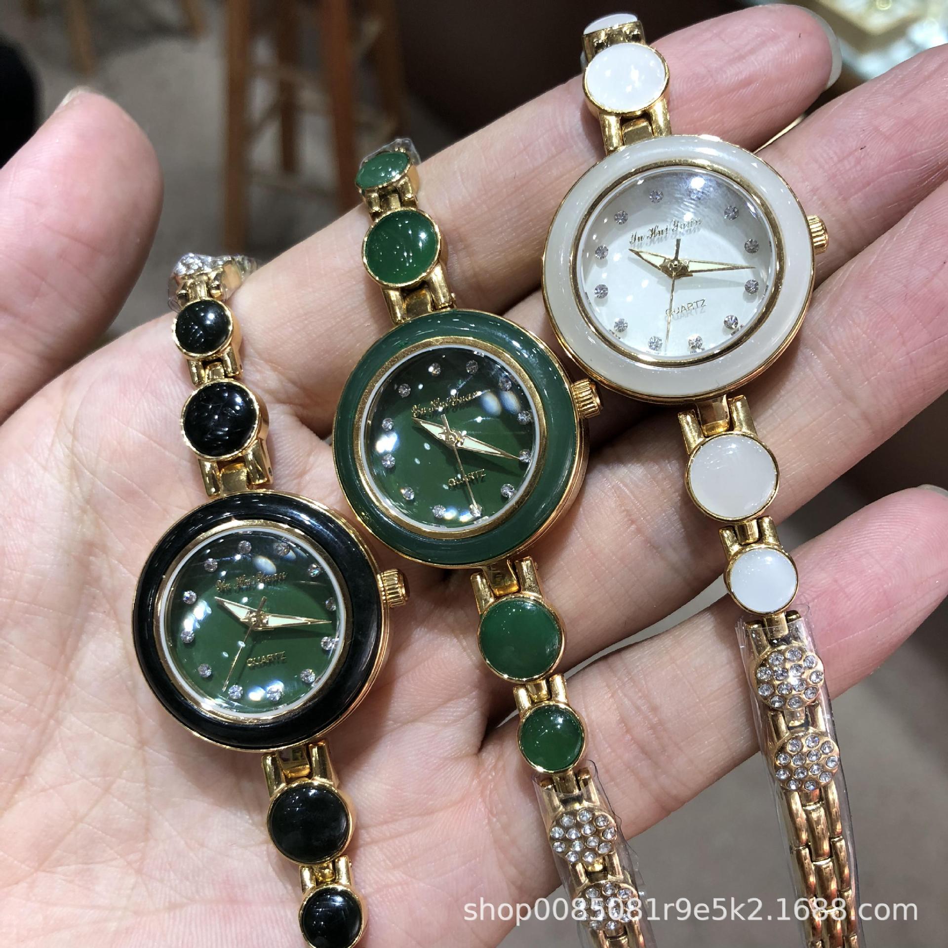 保真和田玉手表女款热卖玉石手表高配升级白玉碧玉青玉精钢金色表