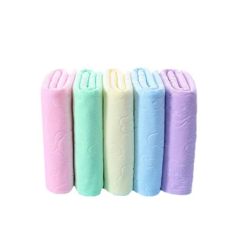 Wholesale Microfiber Embossed Bath Towel Thickened Water-Absorbing Quick-Drying Beach Towel Foreign Trade Supply Pressure Bear Towels