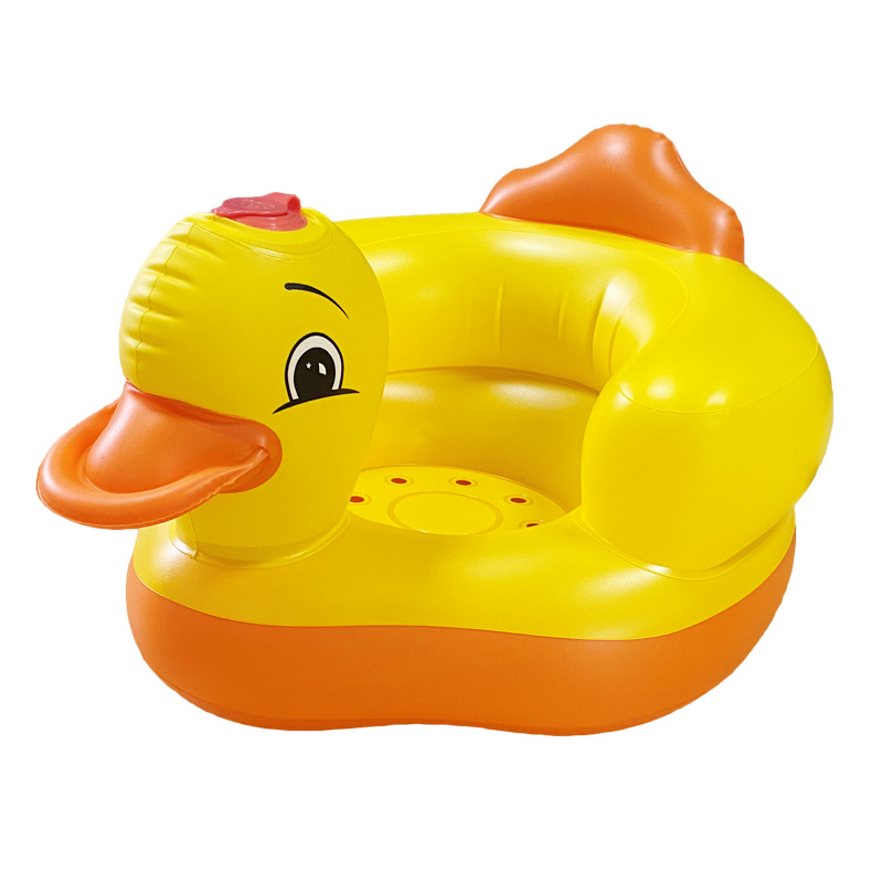 Cross-Border round Bottom Small Yellow Duck Baby Inflatable Small Sofa Learning Seat Foldable Toy Pvc Material