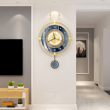 北欧鹿头钟表挂钟客厅家用时钟挂墙现代简约装饰