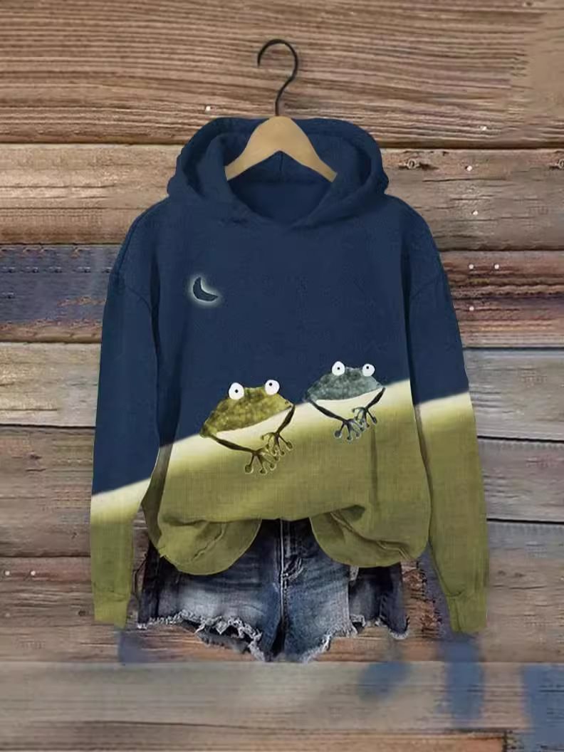 欧美女装 亚马逊 春夏款连帽 数码印花 长袖定位印花卫衣