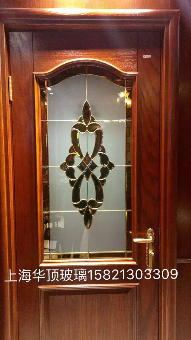 华顶中空铜条玻璃/三层玻璃/镶嵌艺术玻璃/木门玻璃门芯