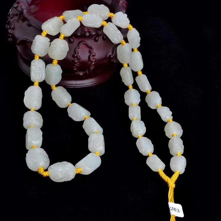 和田玉项链青白玉十八罗汉挂链项链玉石挂绳毛衣链男女项链