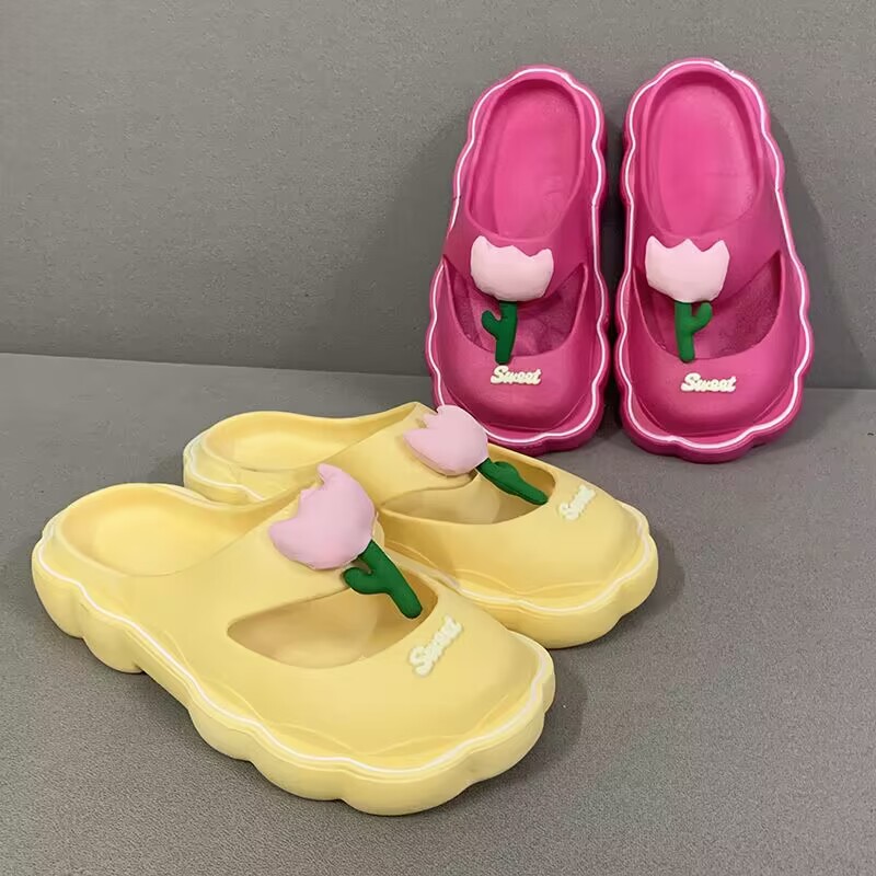 Women's Slip-on Sandals Summer New Cute Head Cover Thick Bottom Beach Slippers Ins Fashion Mary Jane Slippers