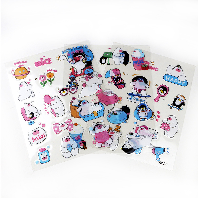 diy卡通标签贴 双透 透明龙烫金手帐素材贴纸 透明logo不干胶标签