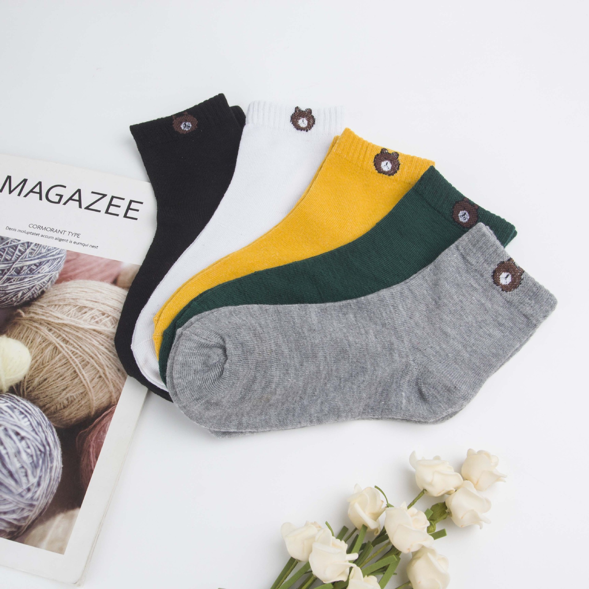 2020 Bear Mid-Calf Ten-Color Socks Fashion Trend Male and Female Students Adult Socks Wholesale Factory Direct Supply