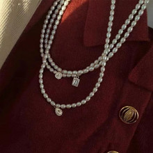 复古天然淡水米形珍珠项链5-6mm轻奢小众锁骨链强光小米链饰品女