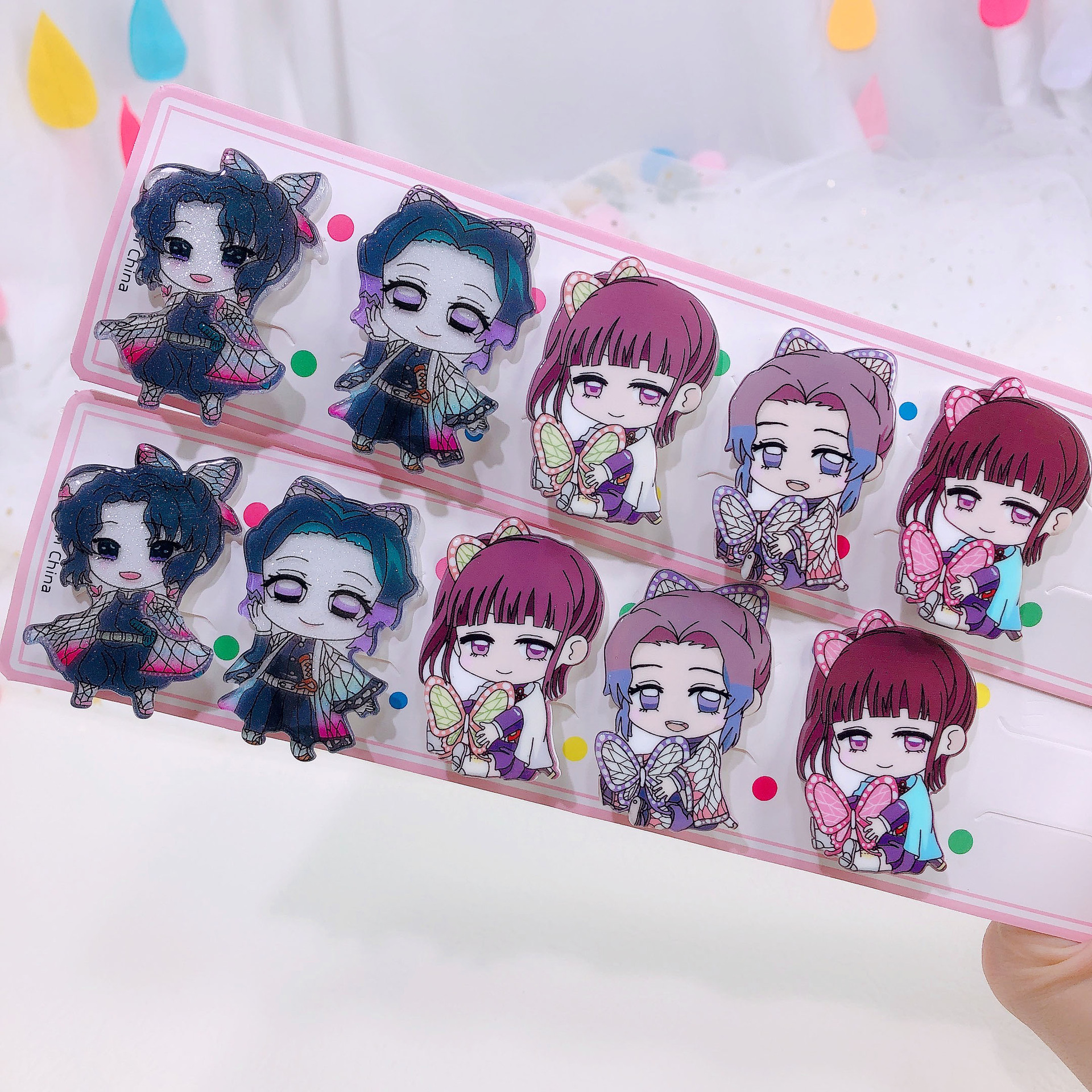 蝴蝶忍香奈呼全套发夹亚克力儿童发饰女童边夹压夹发卡鬼灭之刃