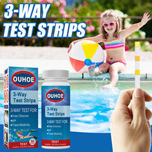 OUHOE 三合一PH试 纸泳池水质总碱度硬度水池清洁水酸碱度测试条