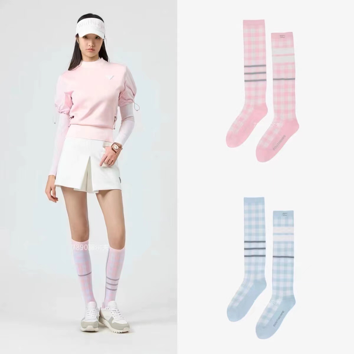 新款高尔夫女士长筒袜袜子 春夏款不过膝golf户外运动长袜-阿里巴巴