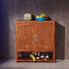 刺猬紫檀新中式鞋柜 现代收纳柜花梨木双门小户型储物柜红木家具
