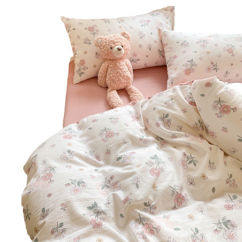 Bubble Cotton Class a Bed Four-Piece Quilt Cover Bed Sheet Student Dormitory Single Bed Three-Piece Wholesale Cross-Border Delivery 4