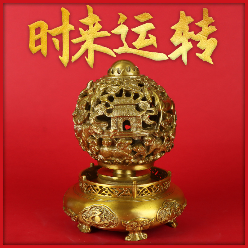 纯铜时来运转九转乾坤鼎青龙鼎家居玄关客厅办公室桌面装饰摆放件