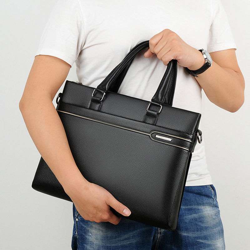 男士手提包手拿休闲包包商务电脑公文包真皮质感单肩斜挎包男