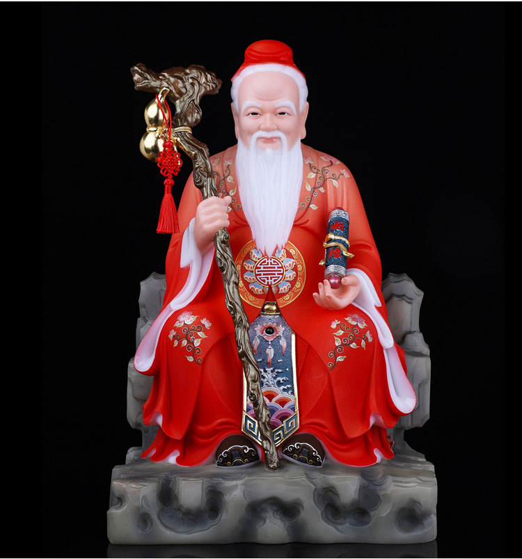 汉白玉彩绘月老星君神像牵红线月下老人佛像居家客厅人物摆件