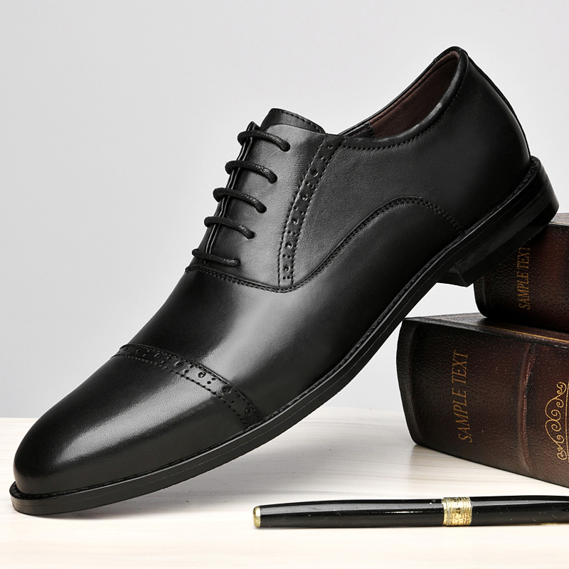 夏季新款布洛克休闲皮鞋男士结婚新郎鞋商务正装英伦增高鞋爸爸鞋