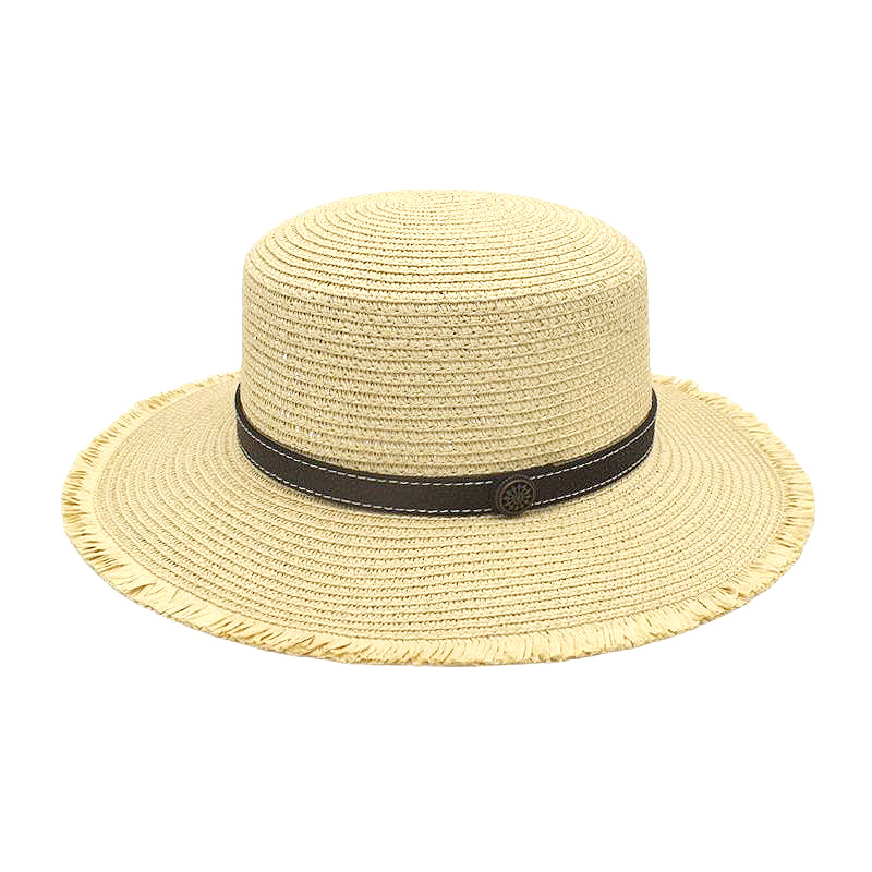 Spring and Summer New Men's Flat Straw Hat Panama Hat European and American Wide Brim Classic Women's Sunscreen Beach Sun Hat