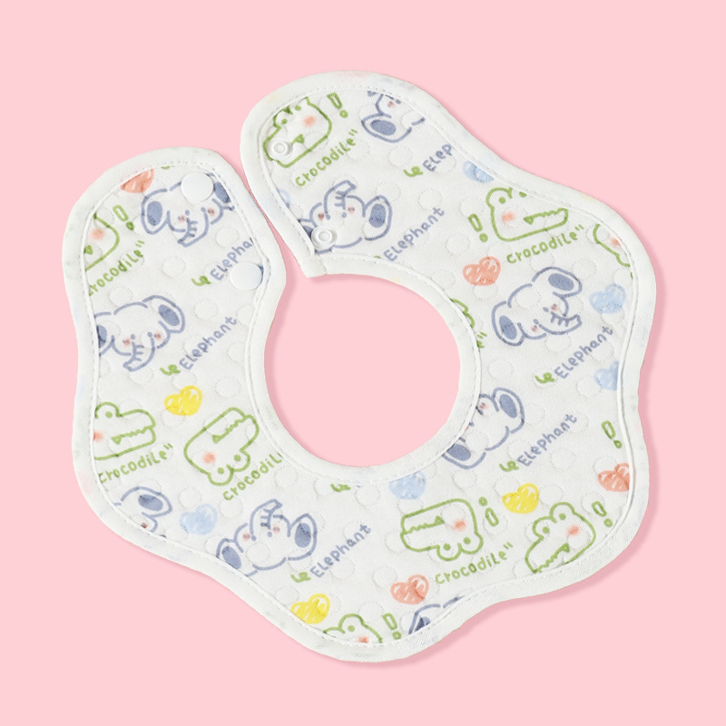 Waterproof Bib Cotton Gauze Cotton Children's Petals Baby Bib Baby 360 Degrees Rotary Saliva Towel Bib