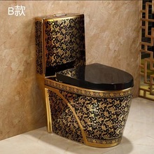 中东热销金色马桶电镀陶瓷超漩式节水防臭豪华座便器卫生间坐便