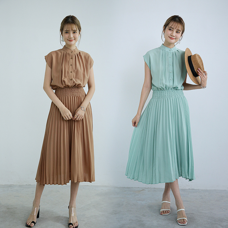 2024 气质女装夏季新款日系连衣裙 舒适收腰短袖雪纺裙-阿里巴巴