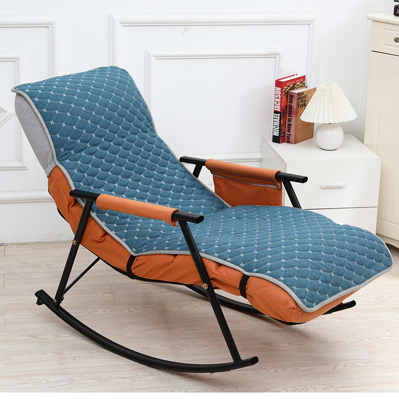 Rocking Chair Recliner Cushion Backrest Integrated Nap Lunch Break Cotton Mat Thickened Adult Folding Chair Lazy Chair Cushion Cover