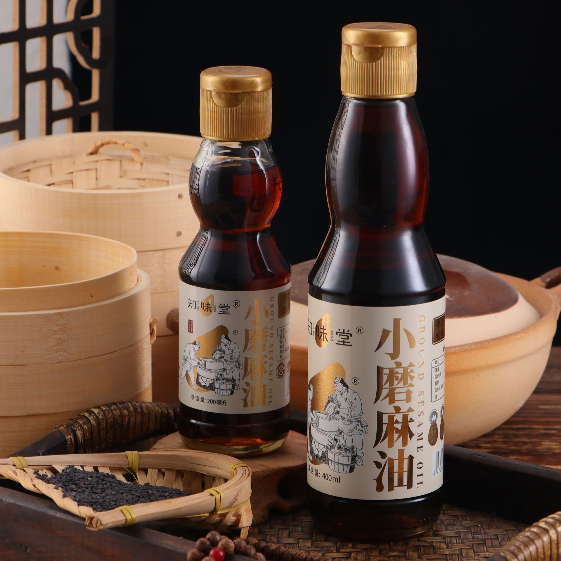 泰州知味堂小磨麻油400ml纯正芝麻油香油商用家用调味-阿里巴巴