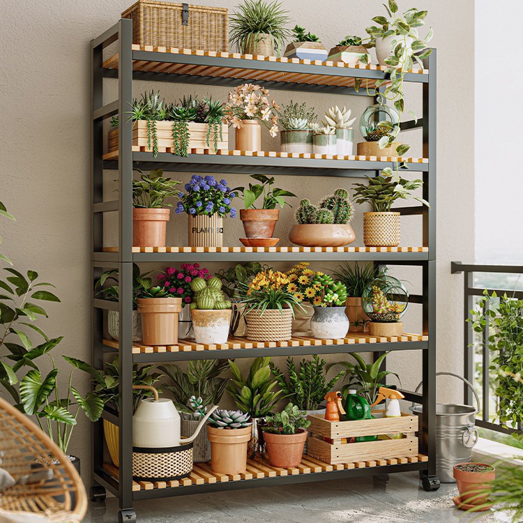 植物落地红阶梯式多层网阶梯艺改造花架阳台置物架多铁肉落地式移