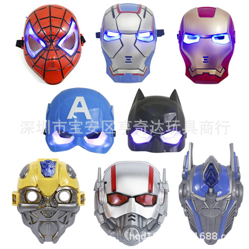 Children's Luminous Music Mask Spider-Man Iron Man Diga Siro Altman Mask Bumblebee Stall Wholesale