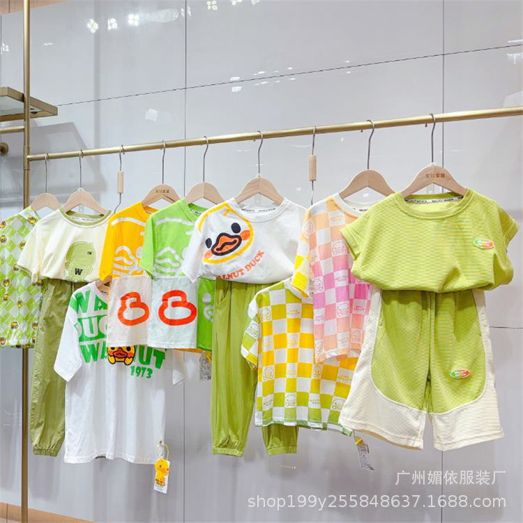 童装批 发的工厂正品小黄鸭童装的厂家童装品牌折扣童装夏季拿货