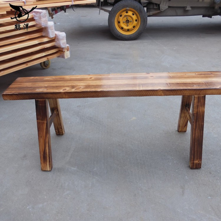 农村老式实木长凳田园风火锅店双人位长板凳农家乐成套炭烧餐桌椅