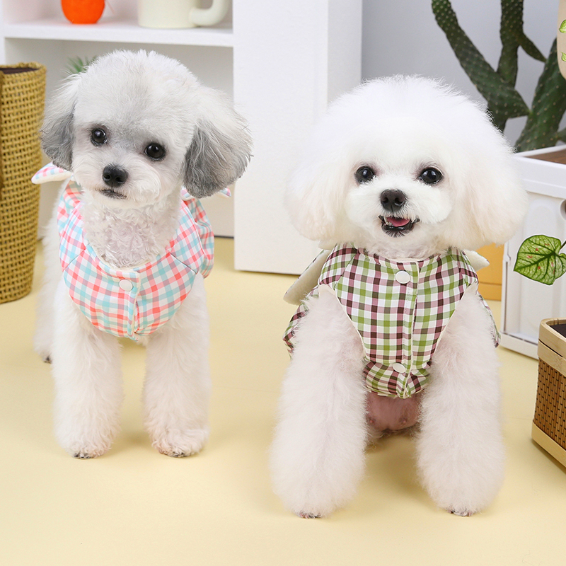 狗狗衣服冬装加厚保暖格子棉衣裙子冬季宠物猫小型犬泰迪比熊博美