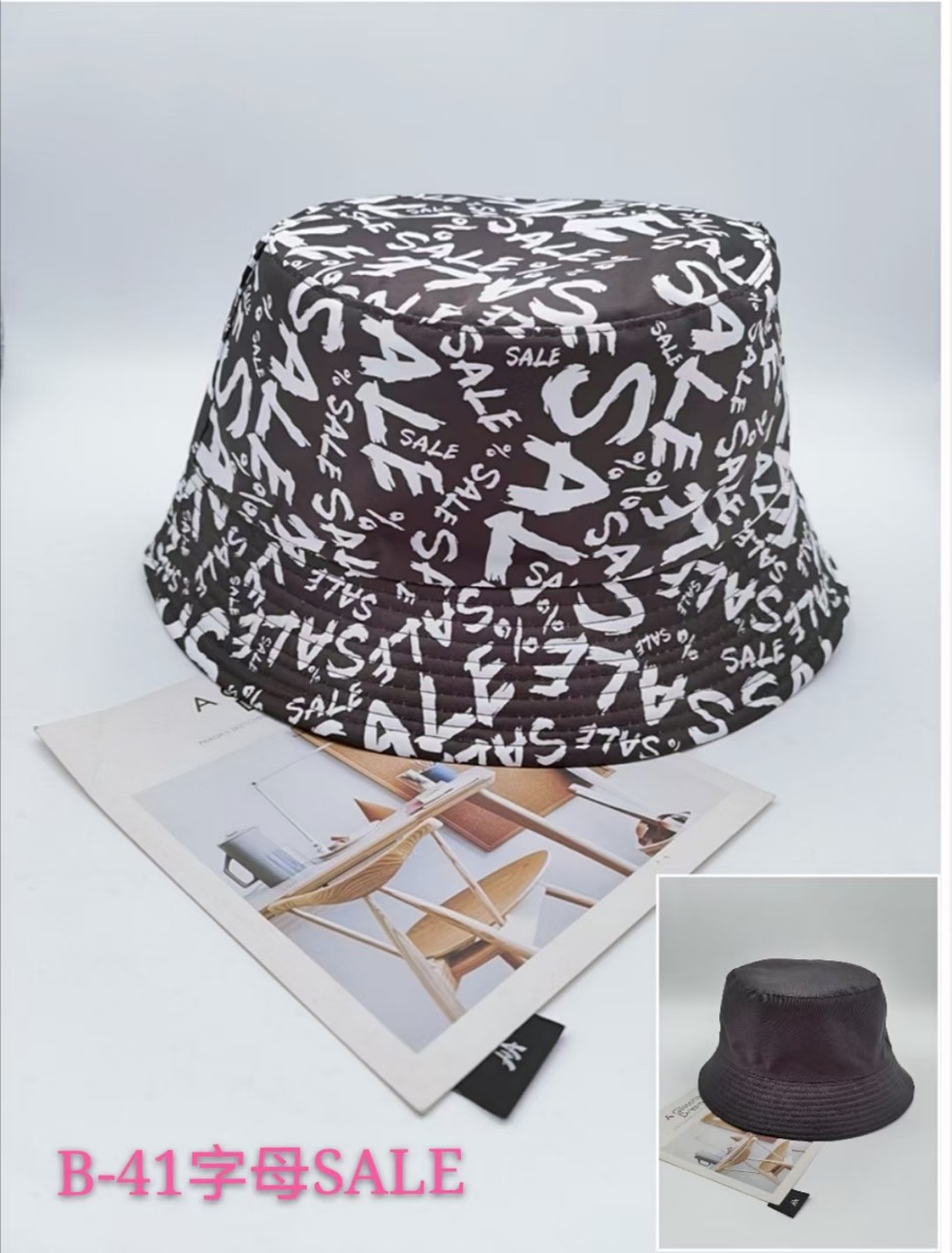 （small wholesale） 2023 fashion style geometric pattern printing trend style women‘s fisherman hat sun hat