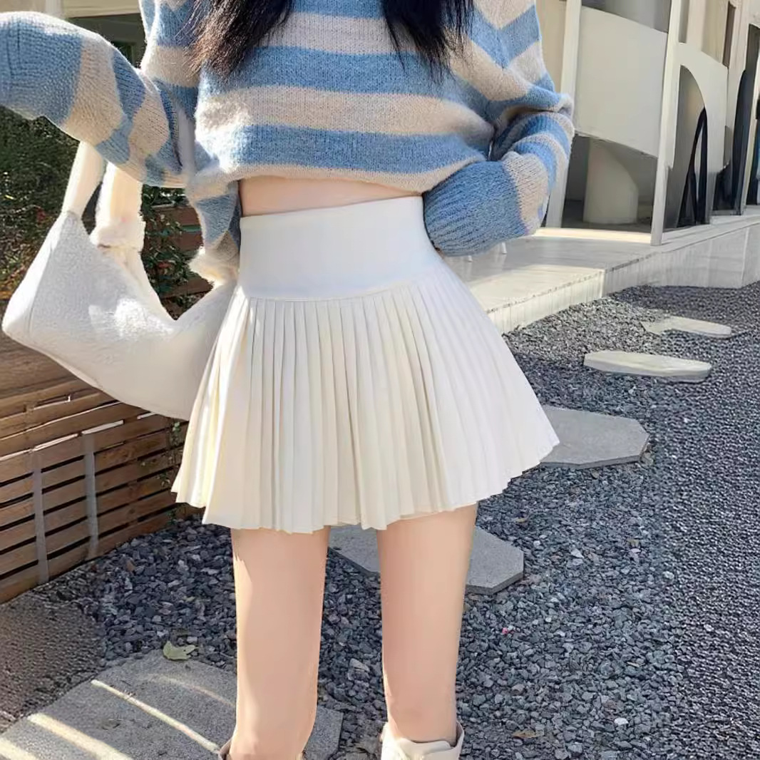 小个子百褶裙子白色防走光半身裙女2024新款春秋半裙夏季a字短裙
