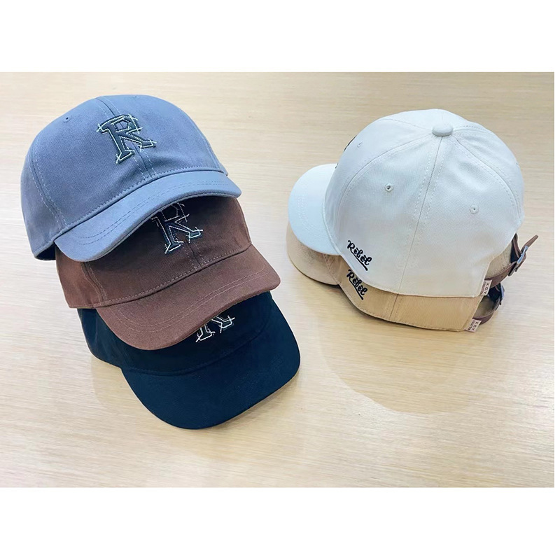 际初美式街头5cm短檐帽子男女复古工装风新款r字母短帽檐帽日系棒