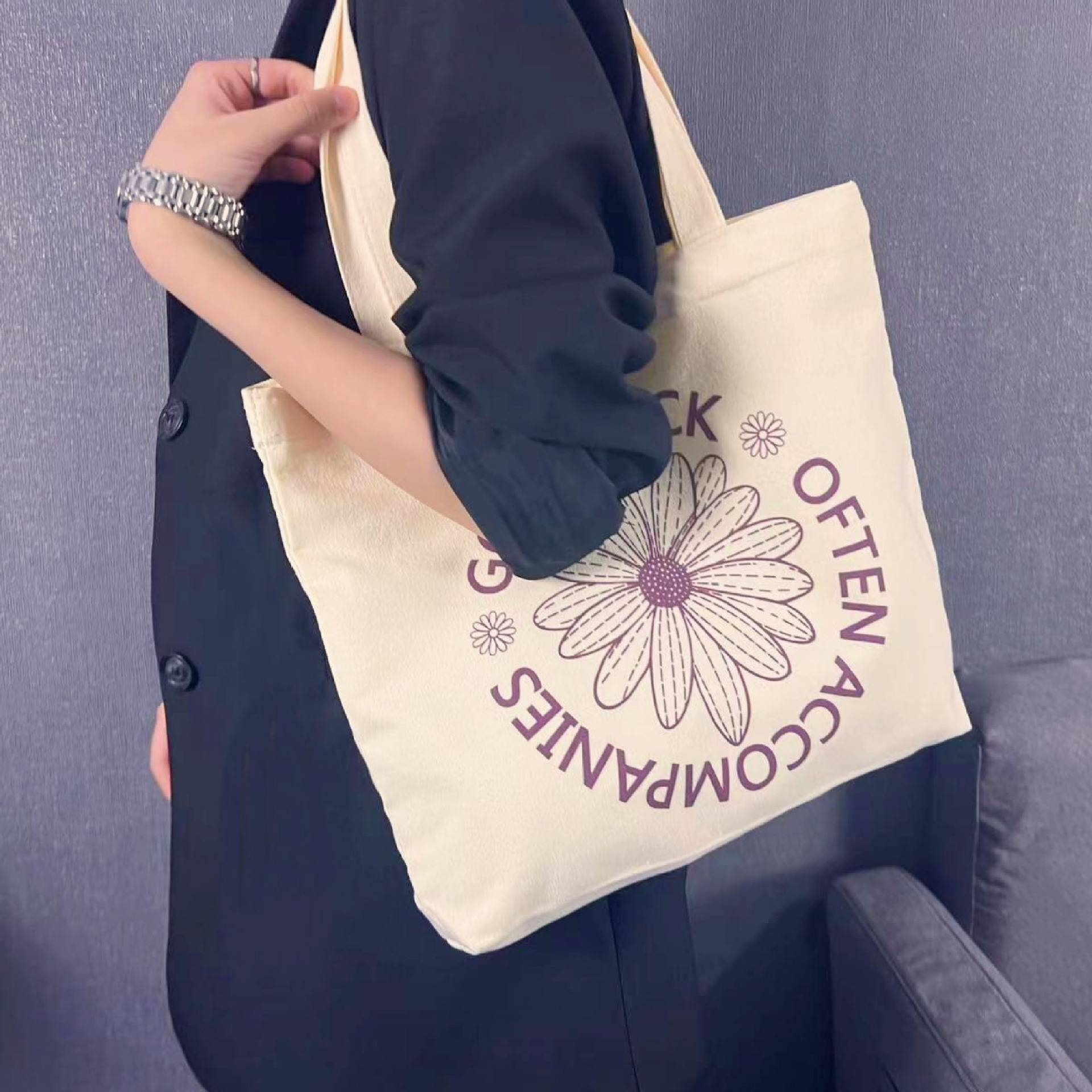 Canvas Bag for Women 2023 New Handbag Student Book Carrying Canvas Bag Large Capacity Cloth Bag Shoulder Canvas Bag