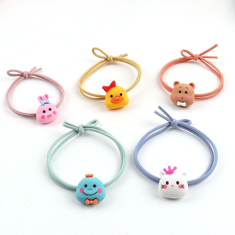 新款可爱卡通表情青蛙兔子猫咪小熊头绳彩色发绳少女皮筋发圈发饰