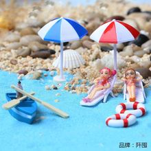 蓝沙沙滩沙滩椅   摆件船小船鱼缸伞微   浆    蛋糕装饰品瞄景观