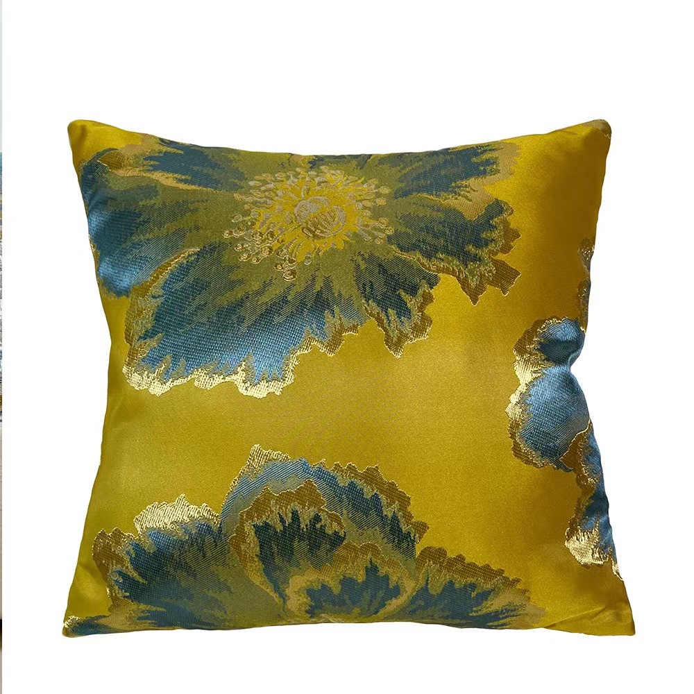 Entry Lux Pillow Gorgeous Flowers Print Living Room Sofa Cushion Cover Lumbar Cushion Cover High Precision Jacquard New Chinese Style