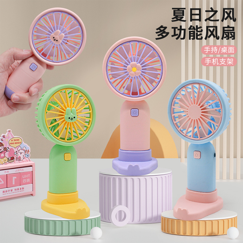 Cartoon Cute Handheld Mini Little Fan Dormitory Mute Outdoor Portable Pocket Strong Long Endurance Fan