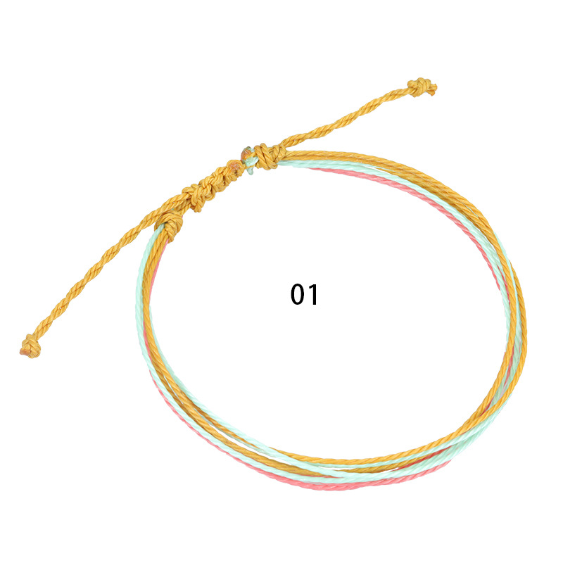 Amazon Hot Boho Waterproof Wax Line Braided Anklet Factory in Stock European and American Summer Surfing Foot Chain