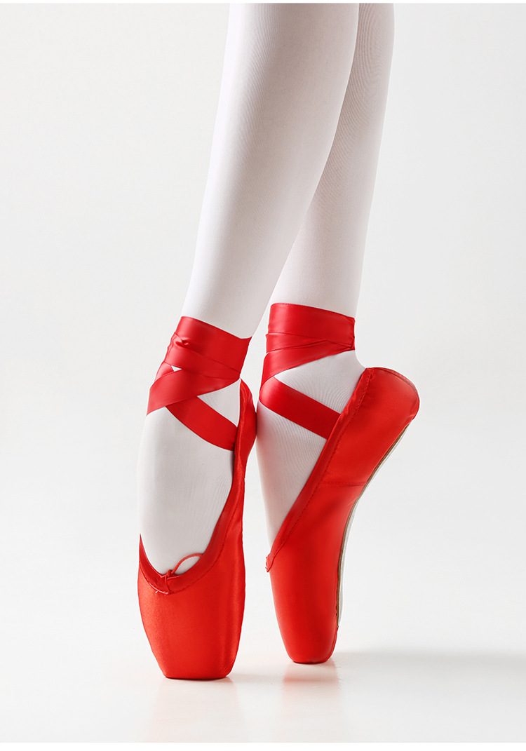 女童初学者练功甜美复古专业日常成人芭蕾舞儿童绑带足尖鞋女舞蹈