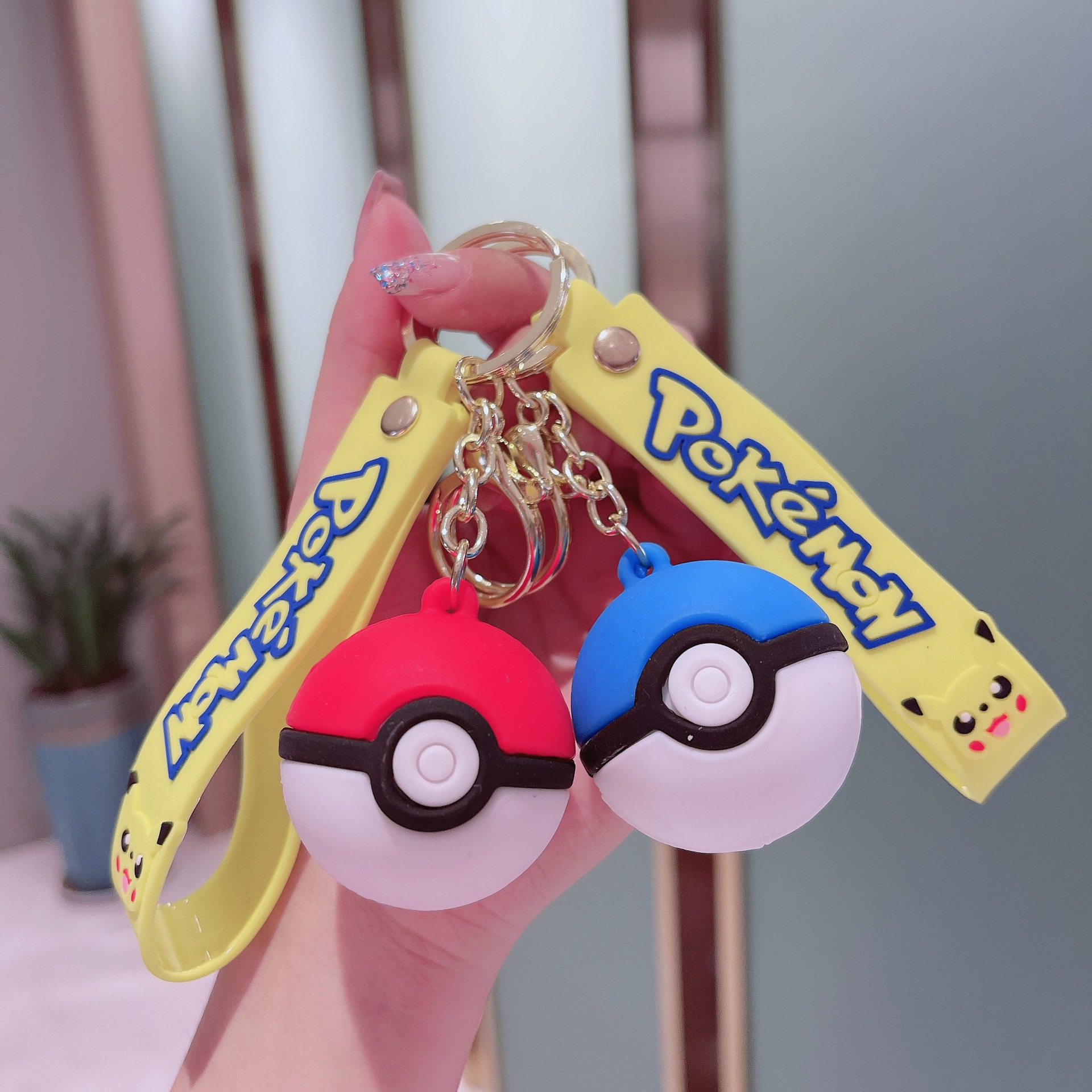 Pikachu Poke Ball Doll Key Chain Accessories Keychain Schoolbag Wholesale Cute Silicone Pendant Car Hot Sale