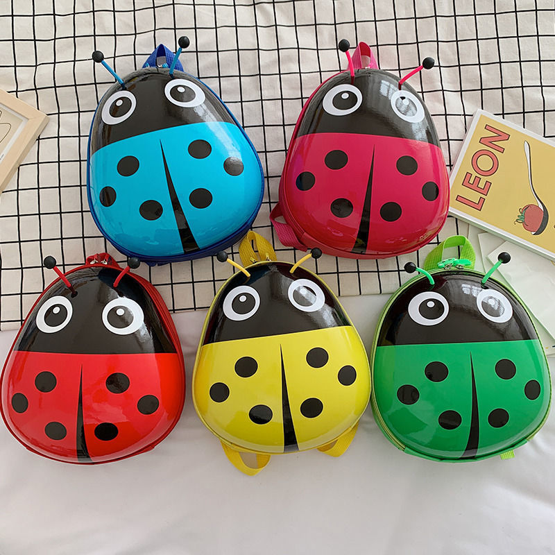 2023 New Egg Shell Children's Bags Western Style Ladybug Pattern Kindergarten Boys and Girls Students Class Backpack