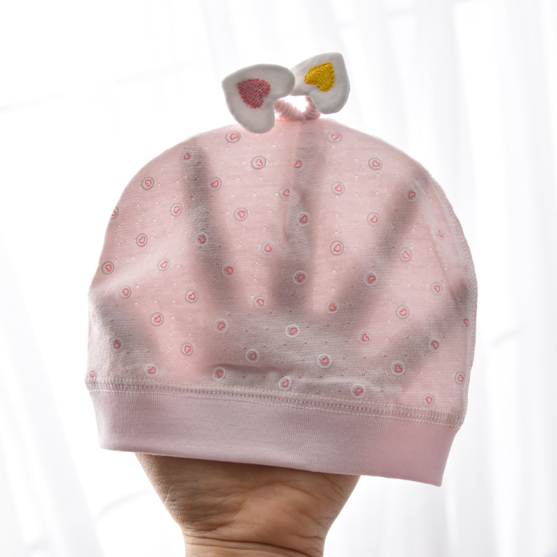 新生婴儿帽子春夏纯棉胎帽初生宝宝可爱超萌夏天薄款护卤门帽3月0