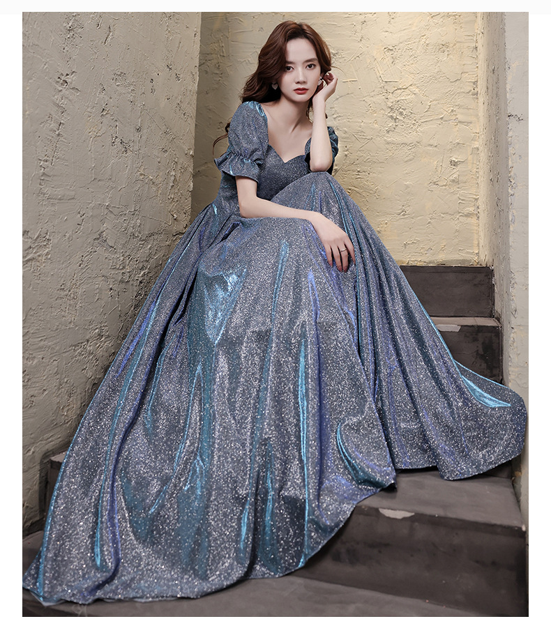 星空法式晚礼服女2022秋春季新款气质长款公主裙主持演出宴会礼服