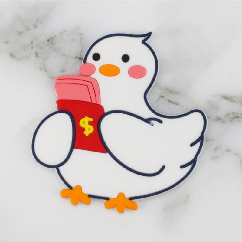 网红搞钱鸭暴富发财rich软胶小鸭子生日蛋糕派对烘焙装饰祝福摆件