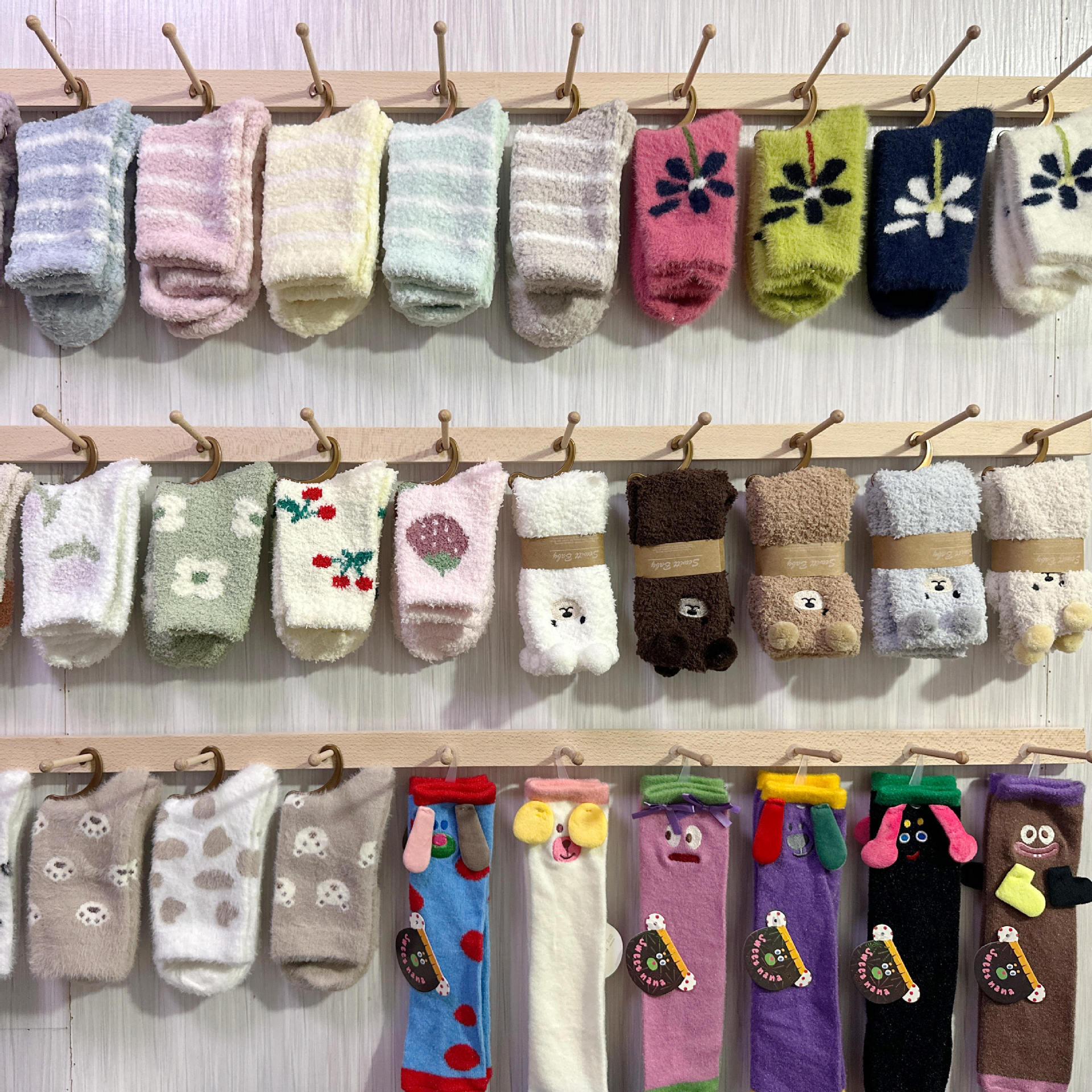 Autumn Winter Thermal Velvet Room Socks Funny Cute Two Children Mink Fur Tube Socks Confinement Sleeping Socks