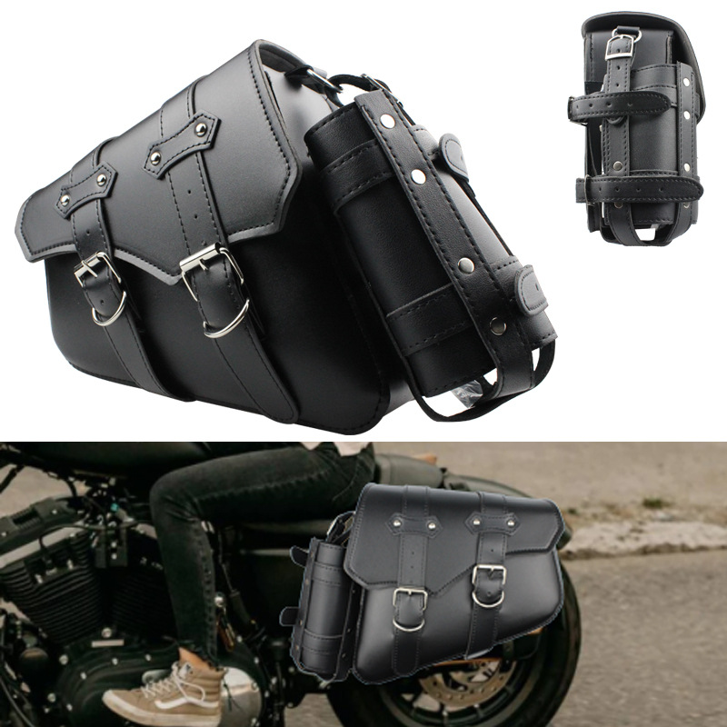 摩托车改装侧边包边箱边袋工具包 哈雷巡航跨包马鞍包带水杯包