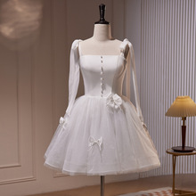 日系白色婚纱小礼服生日裙子短款新娘订婚小礼裙成人洛丽塔裙子