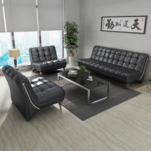 办公沙发现代简约茶几组合商务皮艺小型沙发会客出租房办公室沙发